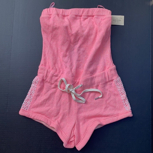 NEW GUESS PINK STRAPLESS ACTIVE ROMPER - Picture 5 of 8